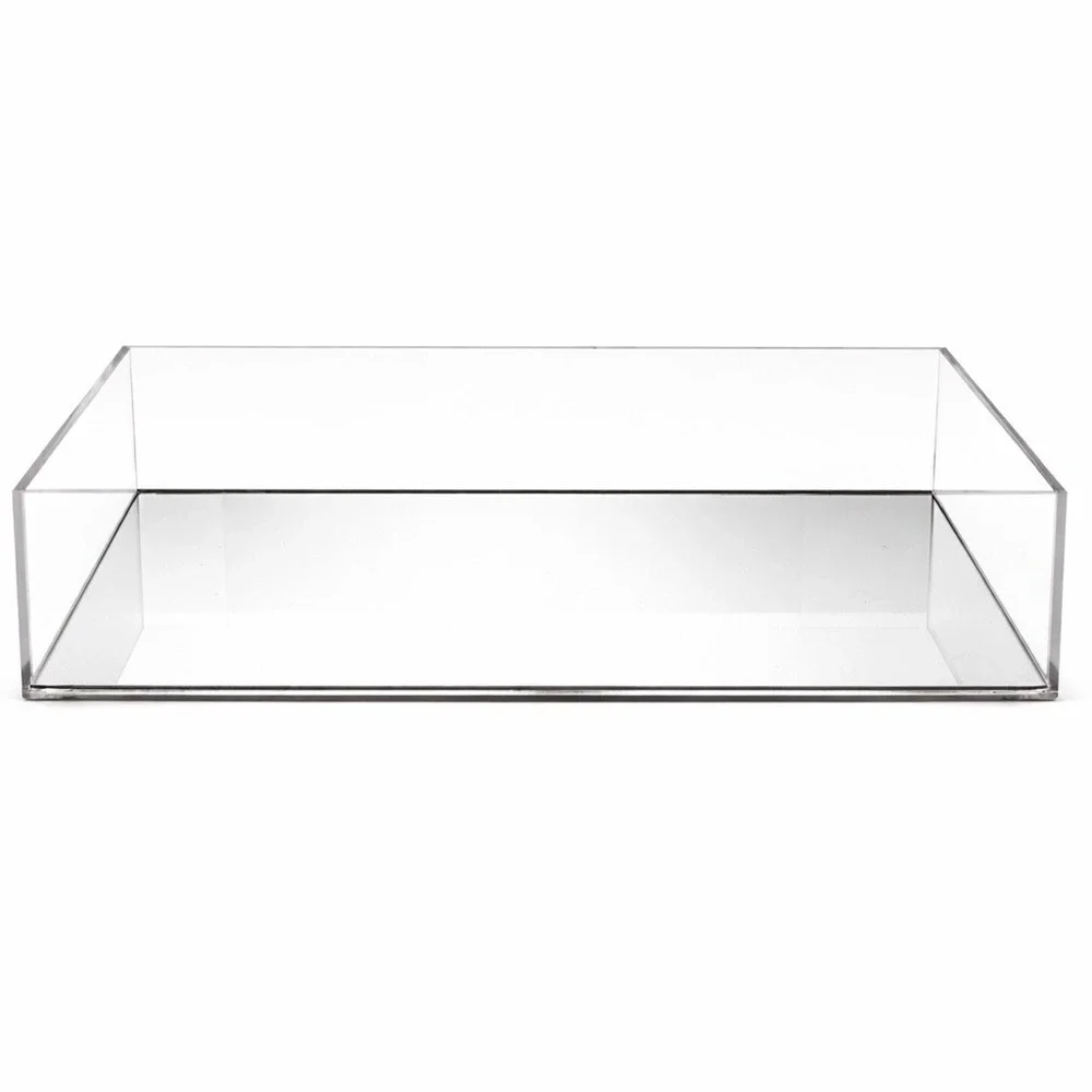 Clear Acrylic Rectangular Display Box Mirror Bottom 12x8x4 Heavy Duty Lucite Tra